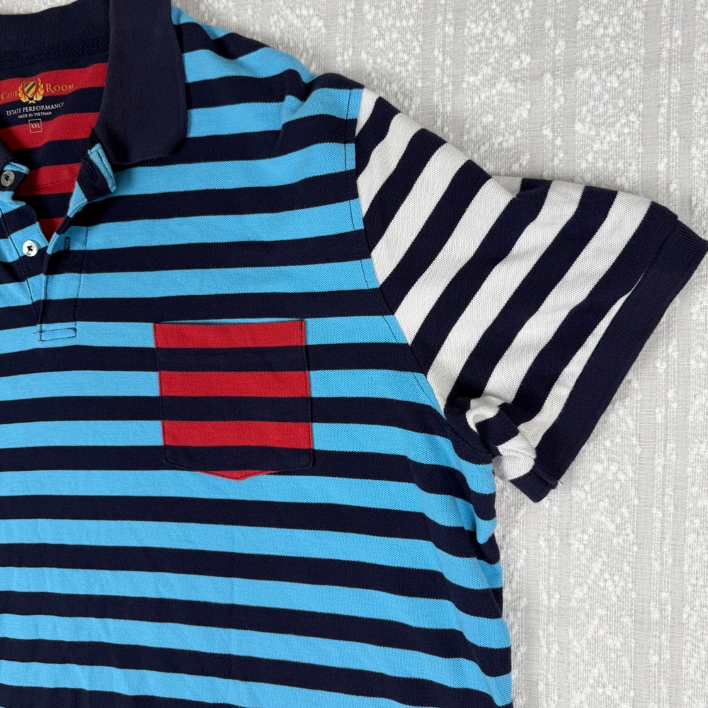 90s Club Room Mens Striped Rugby Polo Shirt Size XXL Knit Dopamine Retro Pocket - Picture 3 of 15